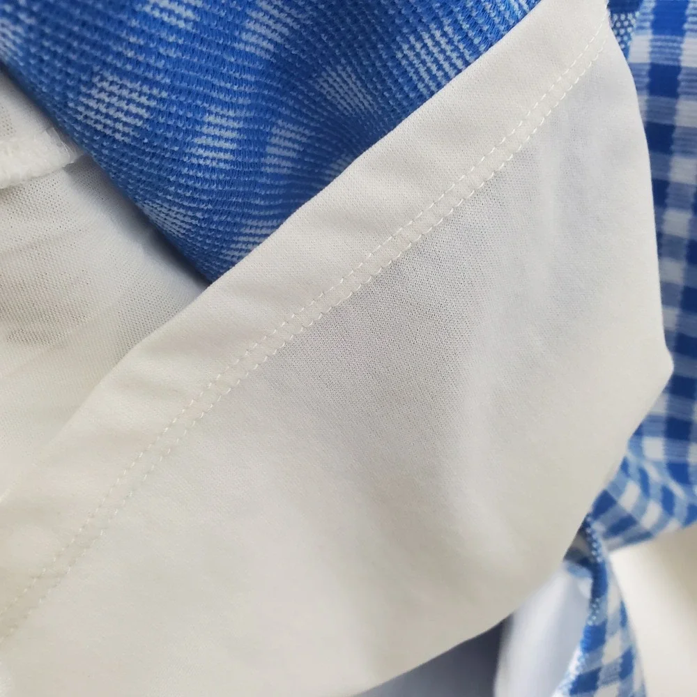 Ann Taylor Blue & White Gingham Check Sleeveless Sheath Dress Size 2 Tall Summer